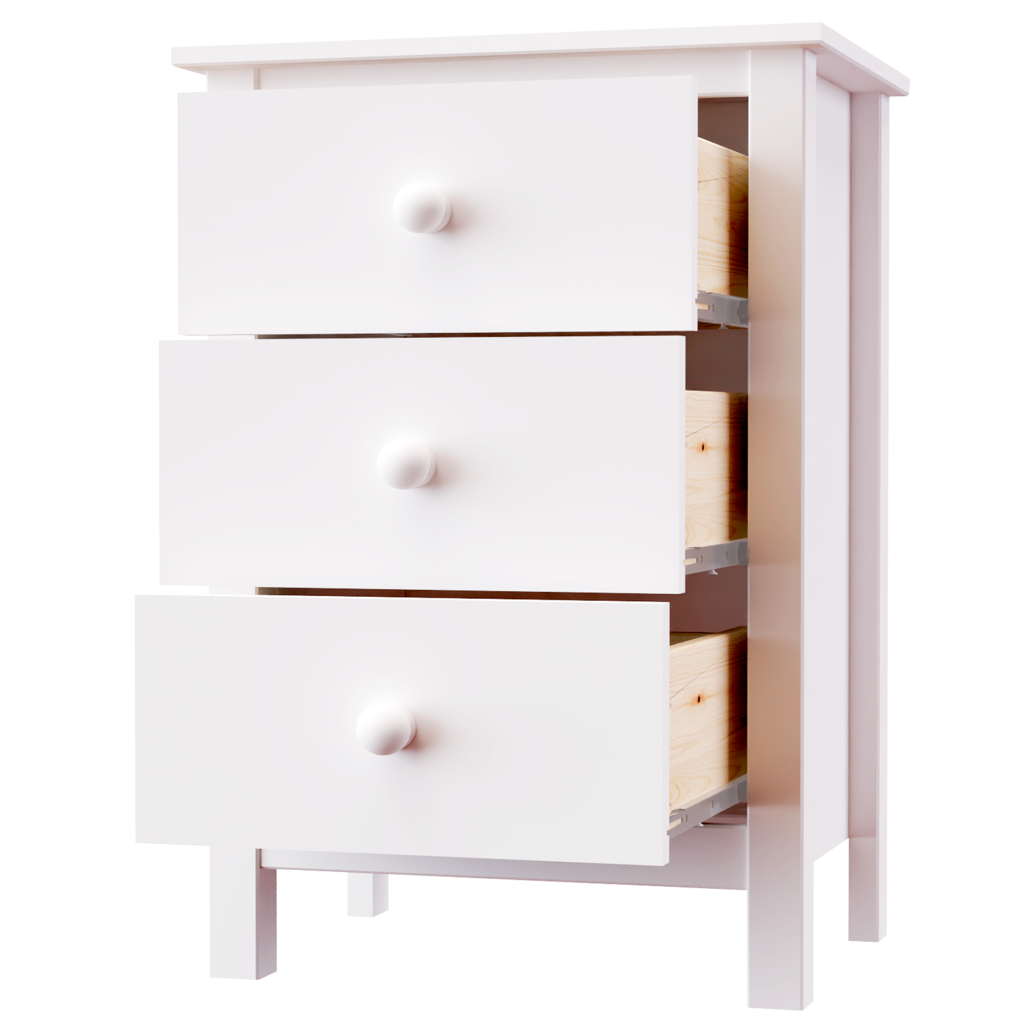 Nightstand Extra Tall 3 Drawer Solid Wood