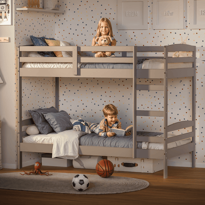 Twin Over Twin Bunk Bed for Kids with Solid Wood Frame