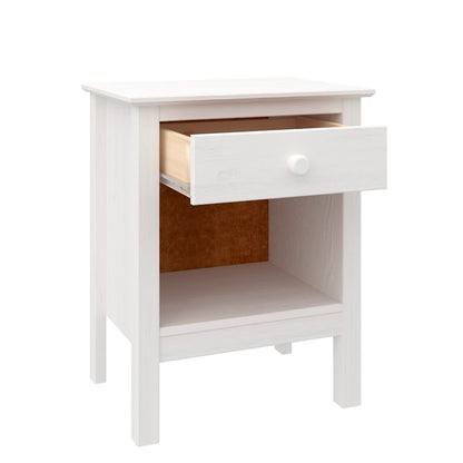 Nightstand Table 1 Drawer Solid Wood White