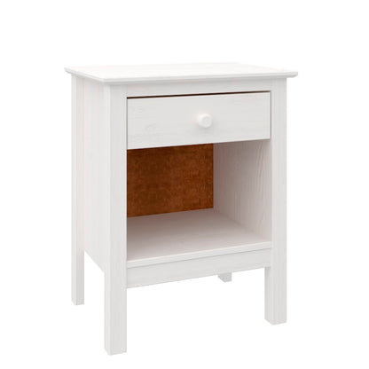 Nightstand Table 1 Drawer Solid Wood White