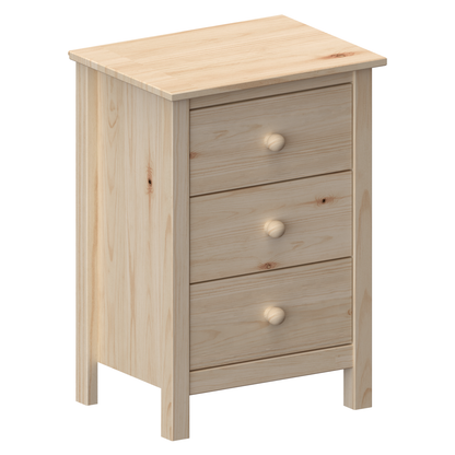 Nightstand Extra Tall 3 Drawer Solid Wood