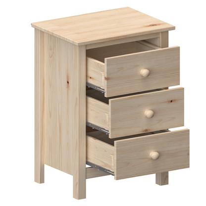 Nightstand Extra Tall 3 Drawer Solid Wood