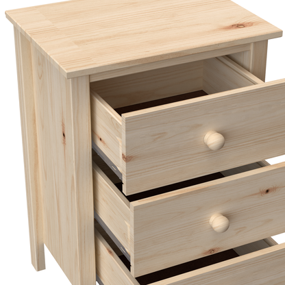 Nightstand Extra Tall 3 Drawer Solid Wood